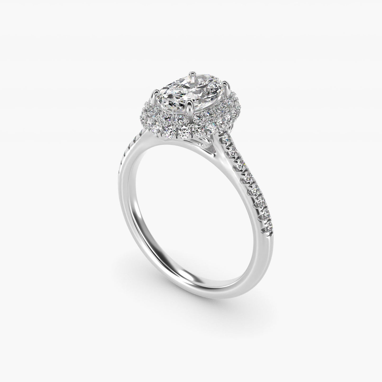 Falling Edge PavŽ Diamond Halo Engagement Ring In 14K White Gold By James Allen - Oval Center