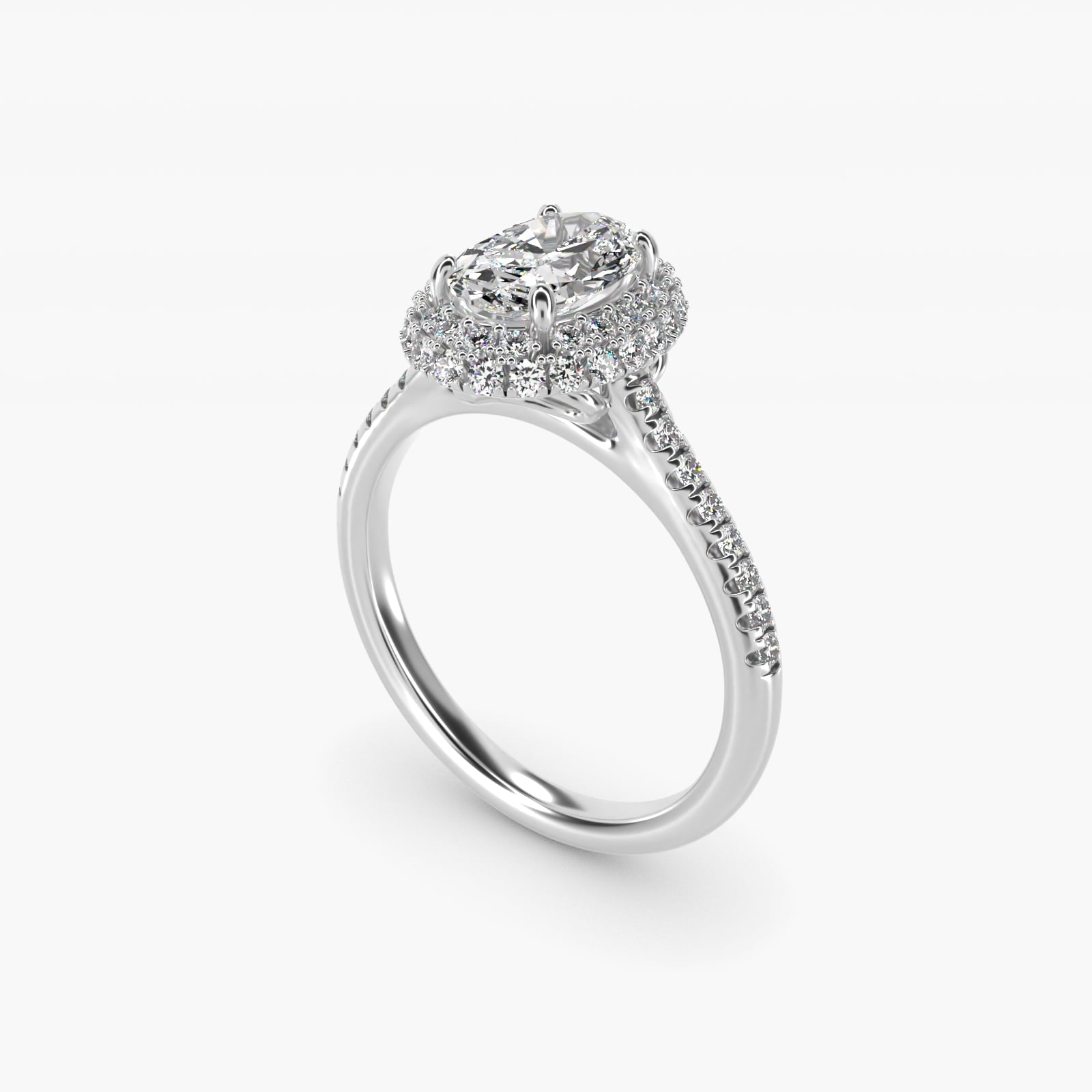 Falling Edge PavŽ Diamond Halo Engagement Ring In 14K White Gold By James Allen - Oval Center