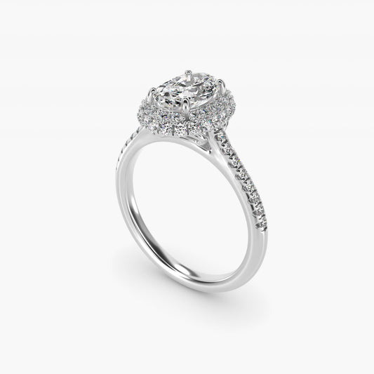 Falling Edge PavŽ Diamond Halo Engagement Ring In 14K White Gold By James Allen - Oval Center