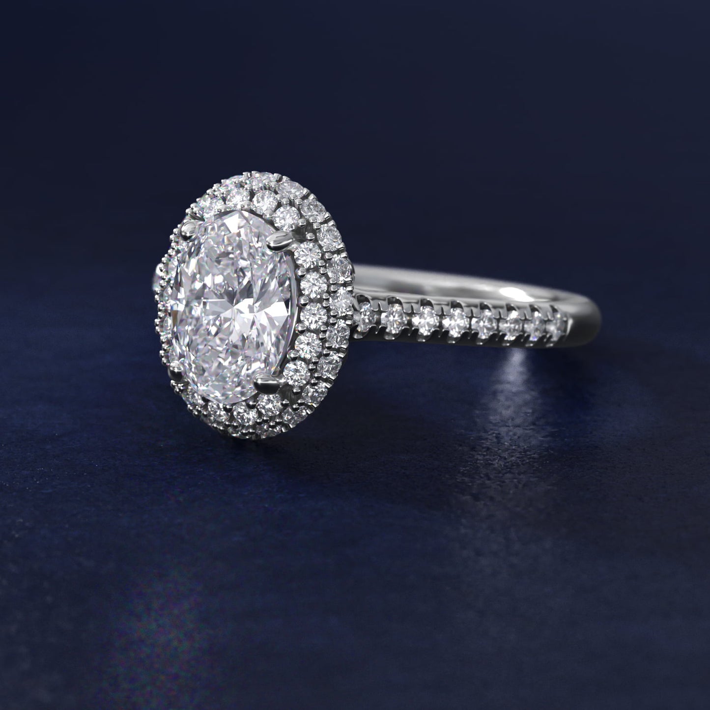 Falling Edge PavŽ Diamond Halo Engagement Ring In 18k White Gold By James Allen - Oval Center