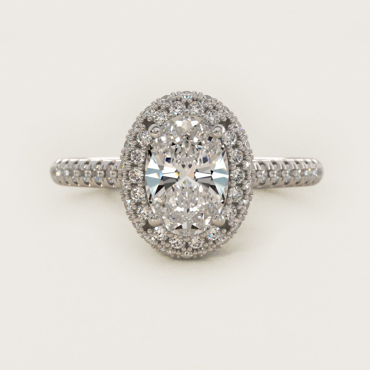 Falling Edge PavŽ Diamond Halo Engagement Ring In 14K White Gold By James Allen - Oval Center