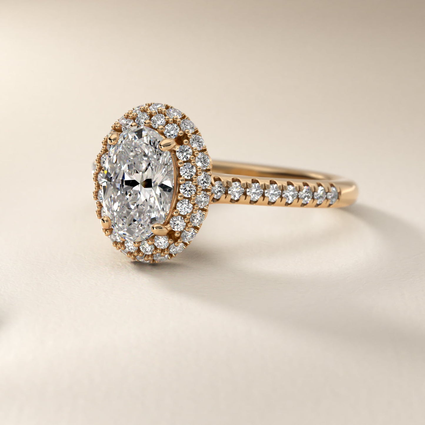 Falling Edge PavŽ Diamond Halo Engagement Ring In 14K Yellow Gold By James Allen - Oval Center