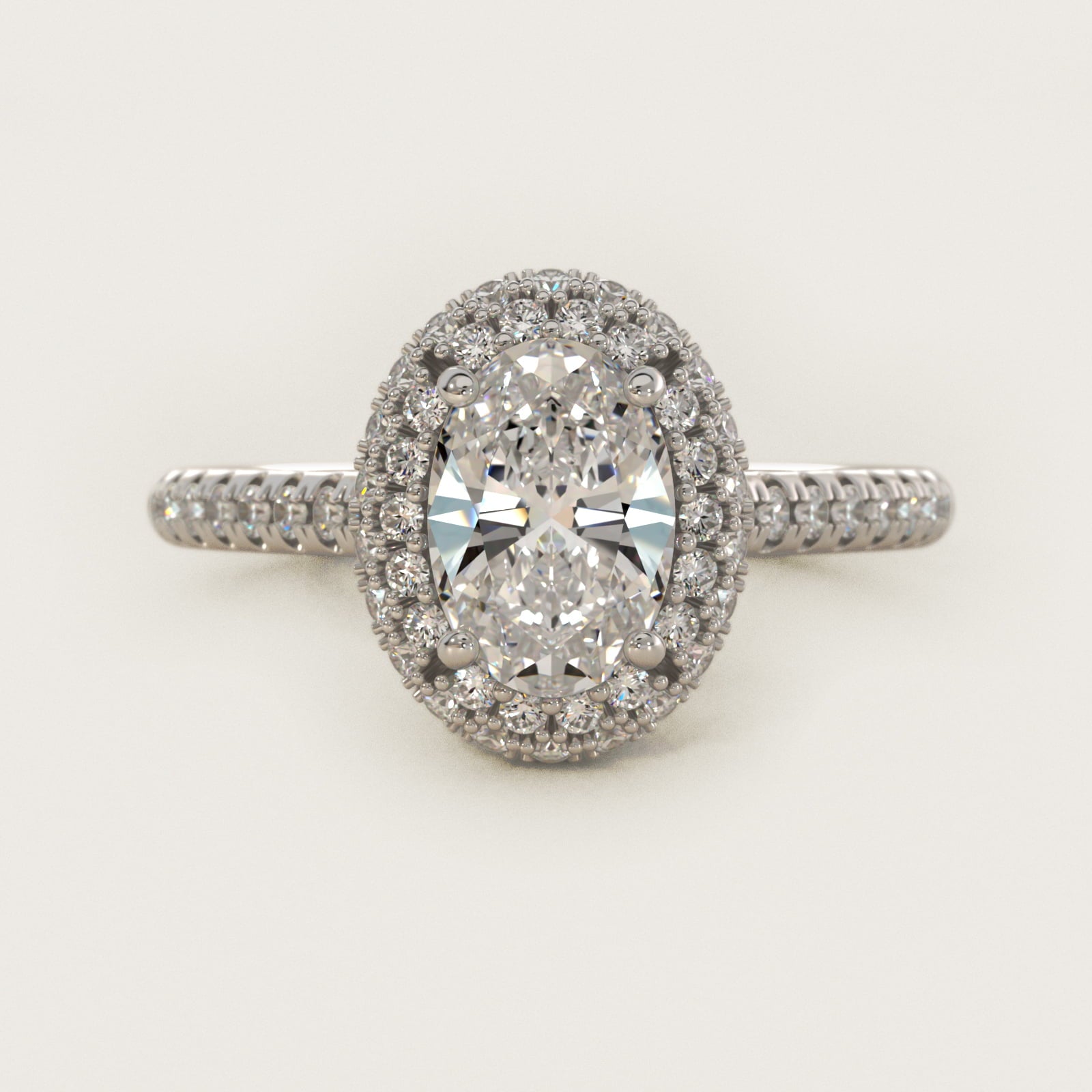 Falling Edge PavŽ Diamond Halo Engagement Ring In Platinum By James Allen - Oval Center
