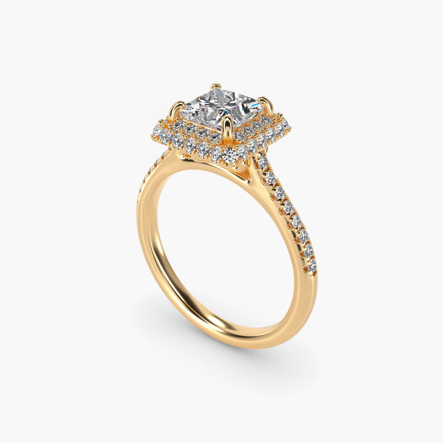 Falling Edge PavŽ Diamond Halo Engagement Ring In 14K Yellow Gold By James Allen - Princess Center