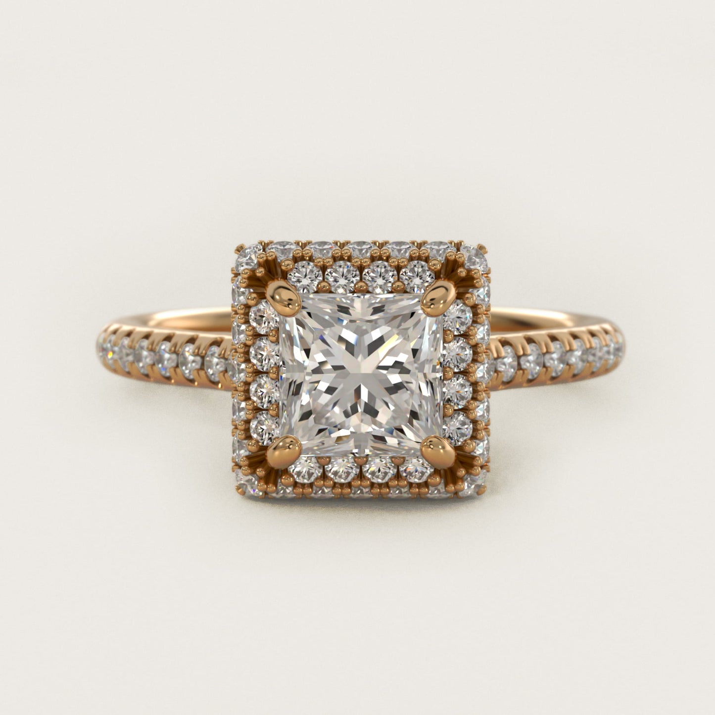 Falling Edge PavŽ Diamond Halo Engagement Ring In 14K Yellow Gold By James Allen - Princess Center