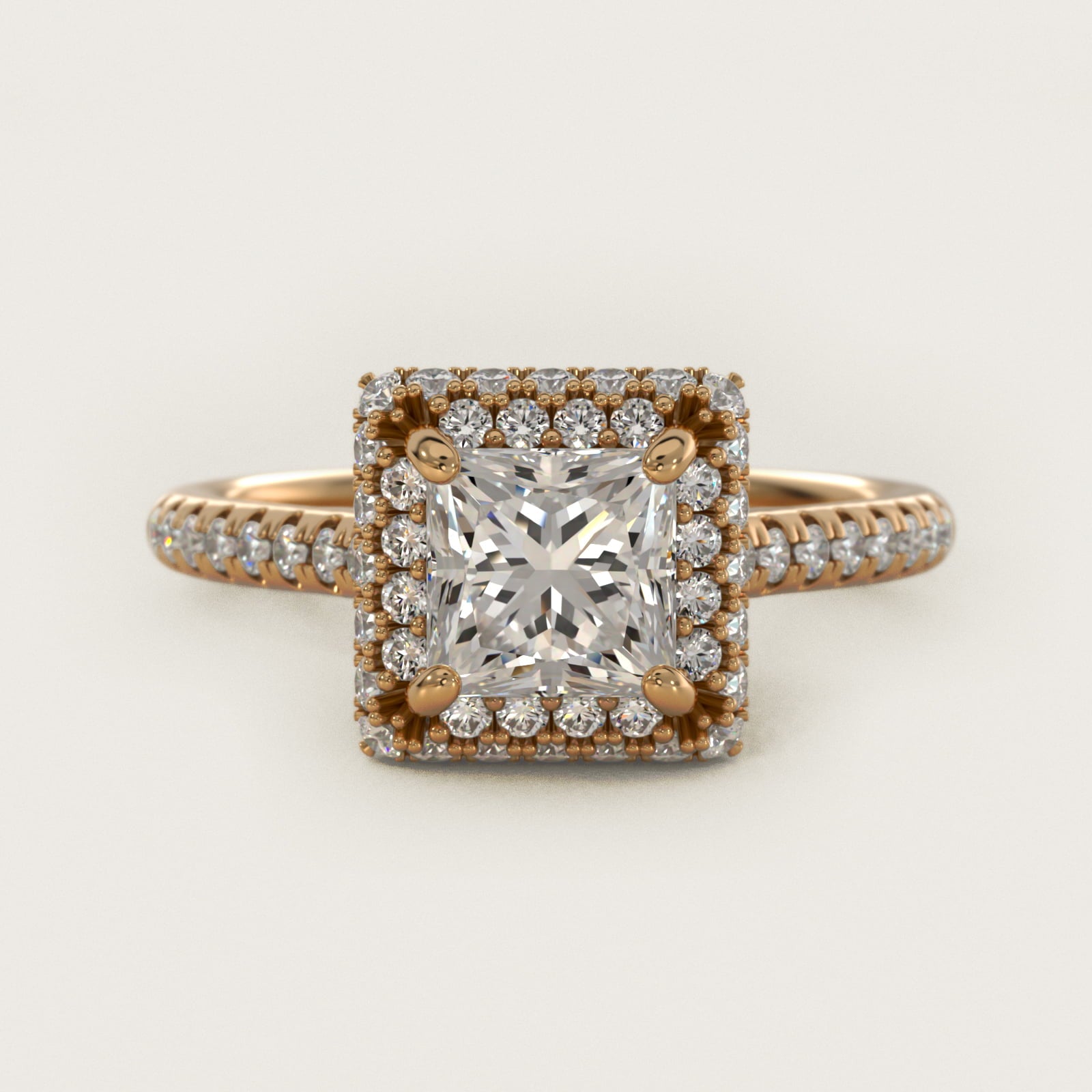 Falling Edge PavŽ Diamond Halo Engagement Ring In 14K Yellow Gold By James Allen - Princess Center