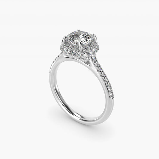 Falling Edge PavŽ Diamond Halo Engagement Ring In 18k White Gold By James Allen - Round Center