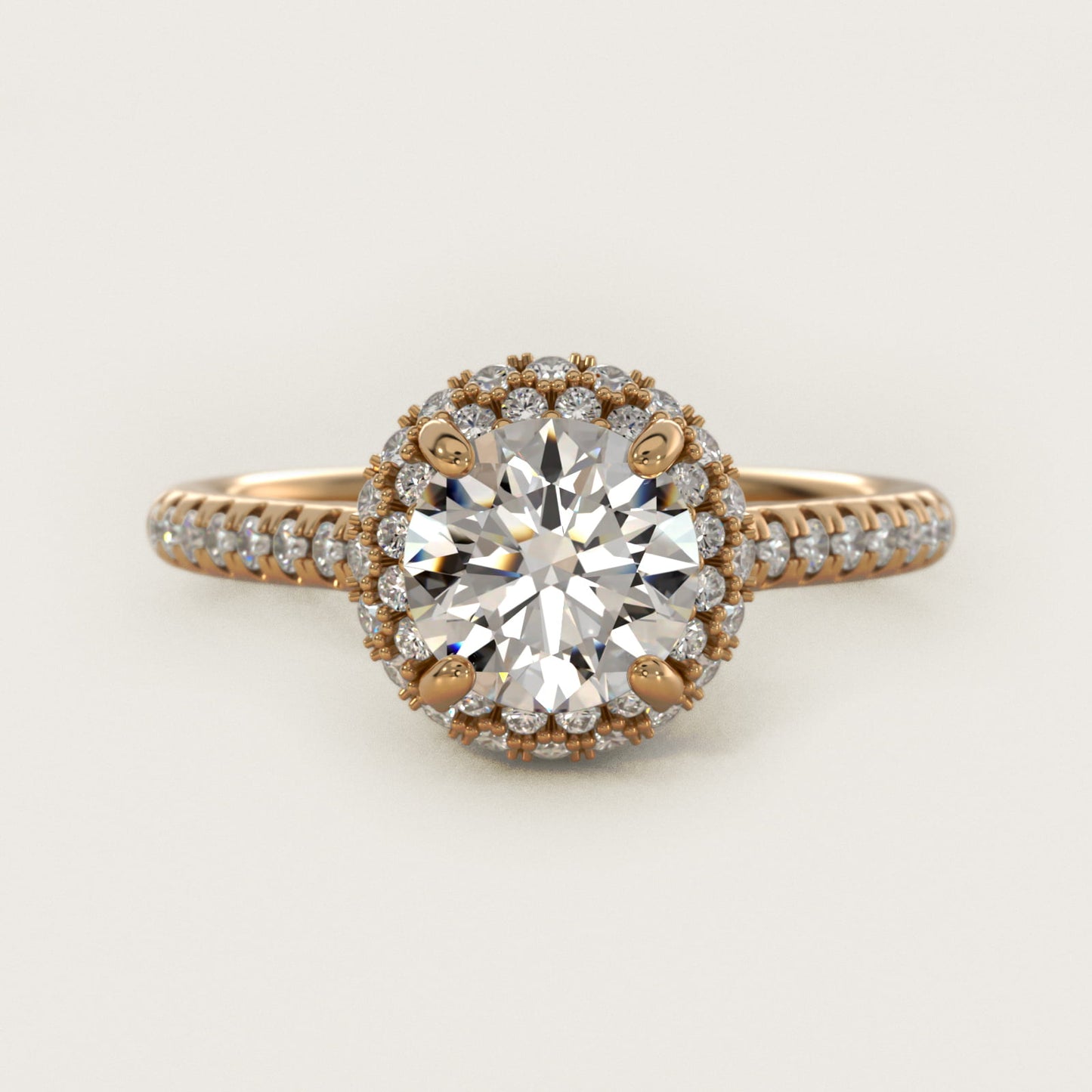 Falling Edge PavŽ Diamond Halo Engagement Ring In 18k Yellow Gold By James Allen - Round Center