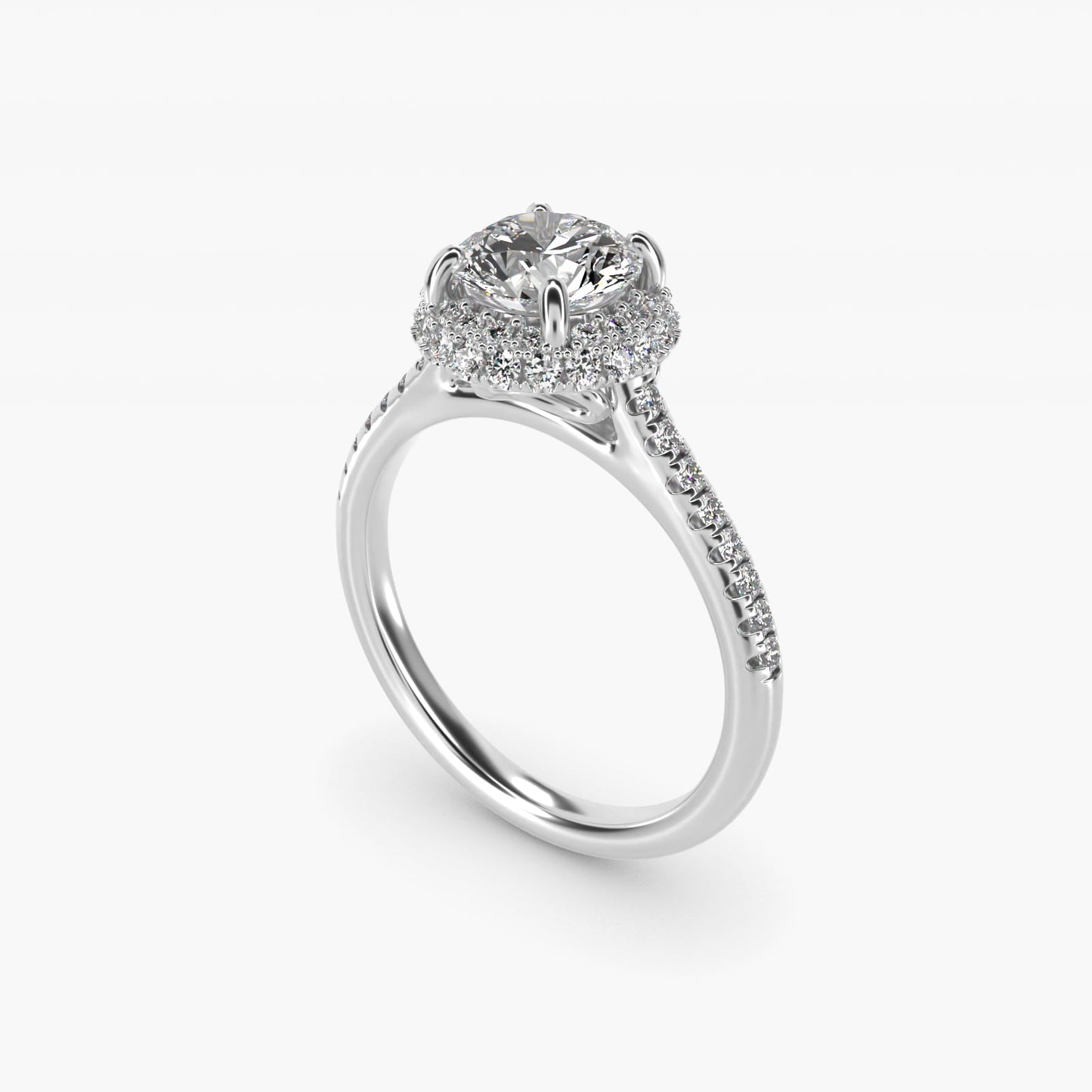 Falling Edge PavŽ Diamond Halo Engagement Ring In Platinum By James Allen - Round Center