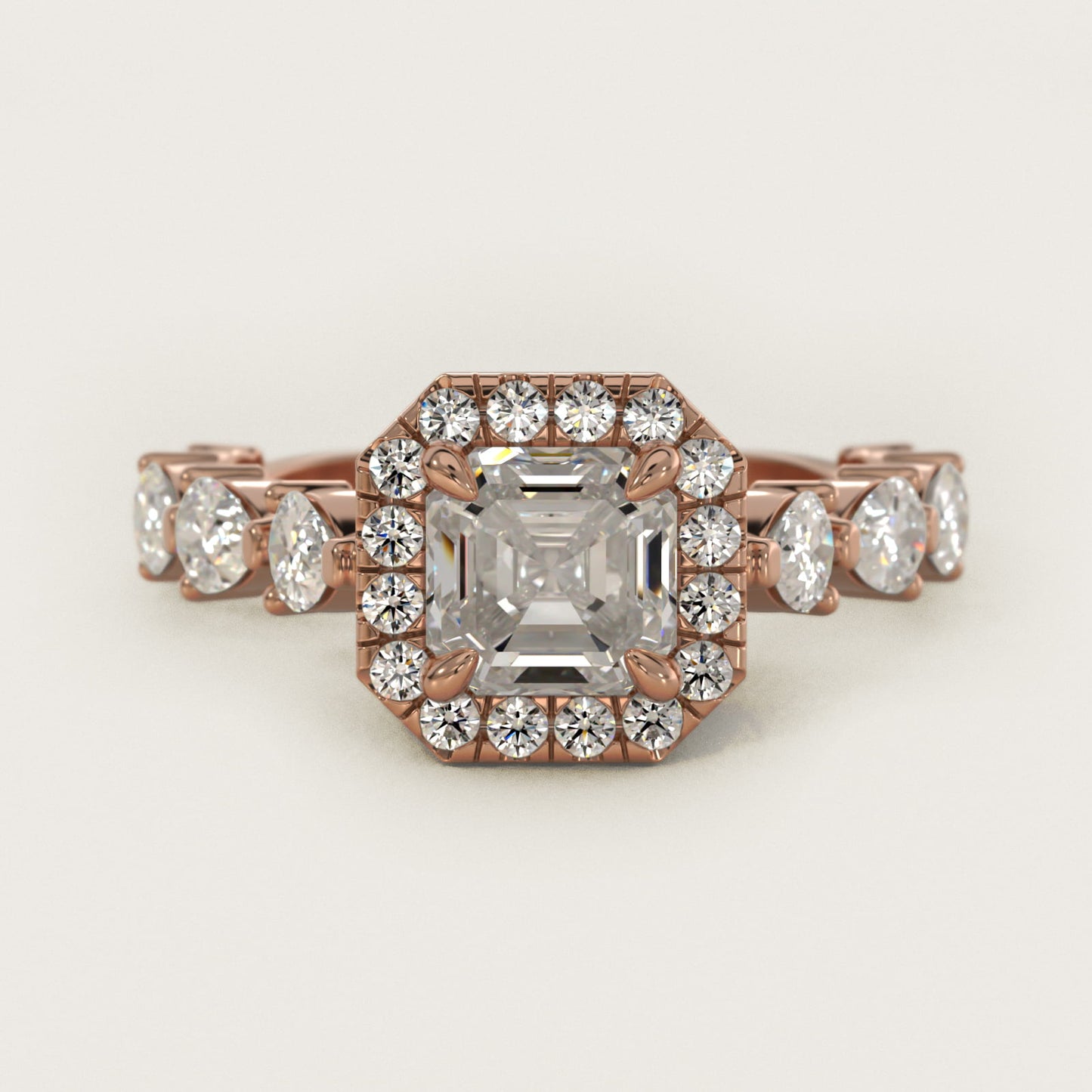 Fancy Pear Halo Engagement Ring in 14k Rose Gold - Asscher Center