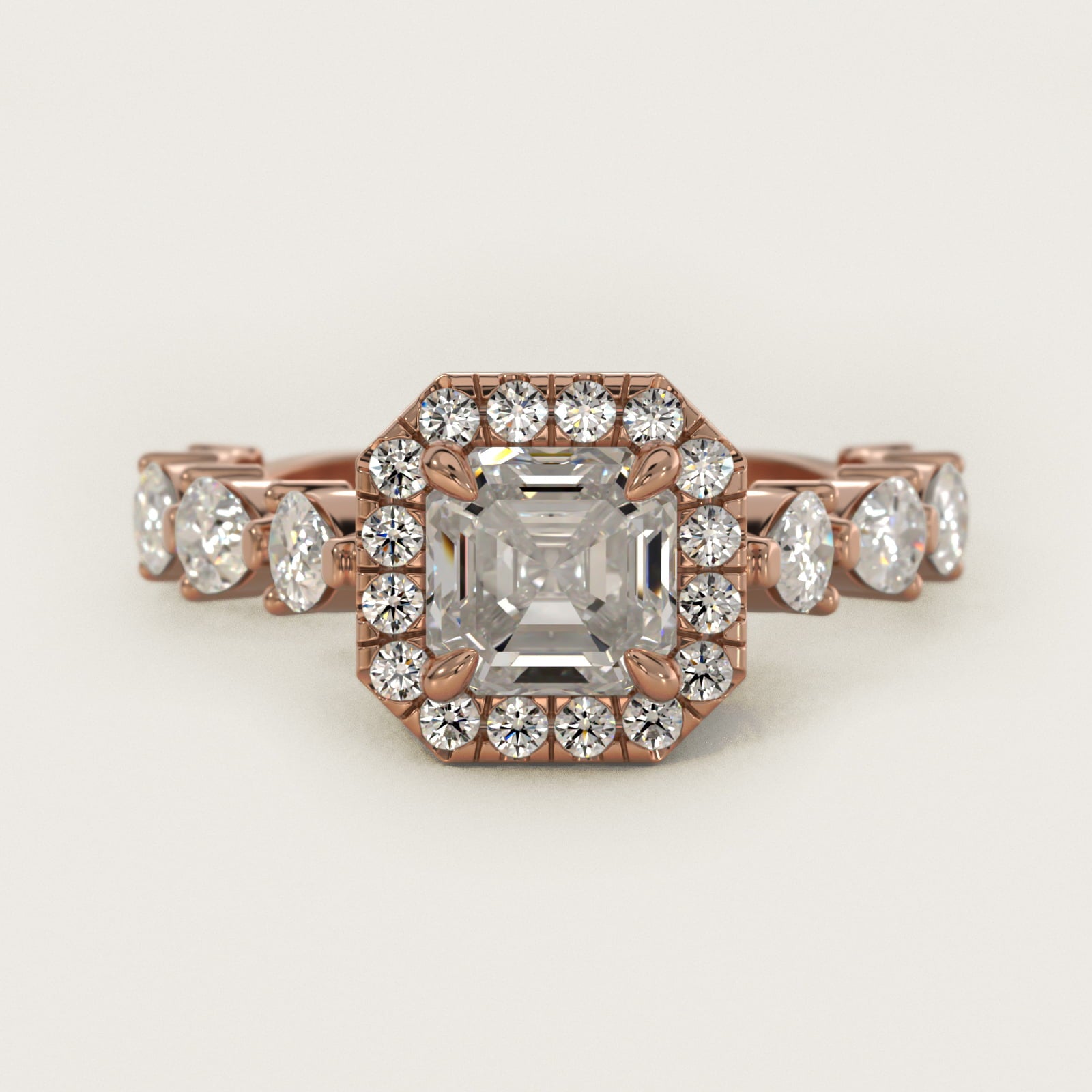 Fancy Pear Halo Engagement Ring in 14k Rose Gold - Asscher Center