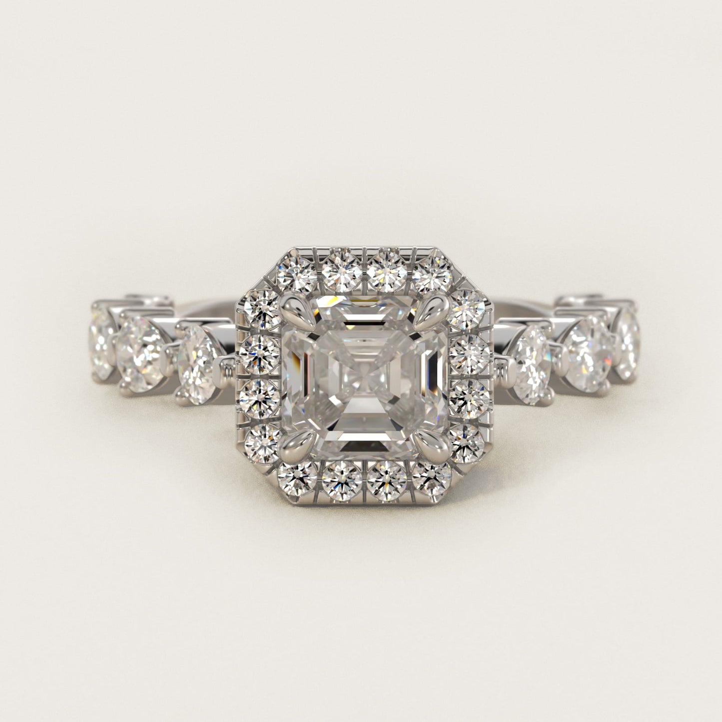 Fancy Pear Halo Engagement Ring in 14k White Gold - Asscher Center