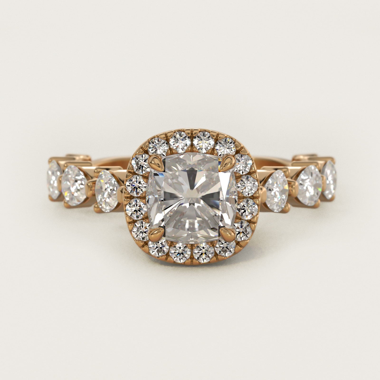 Fancy Pear Halo Engagement Ring in 14k Yellow Gold - Cushion Center