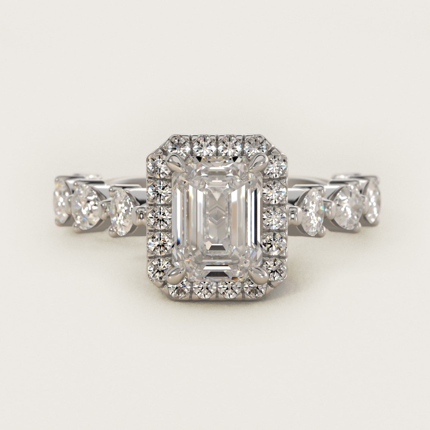 Fancy Pear Halo Engagement Ring in 14k White Gold - Emerald Center