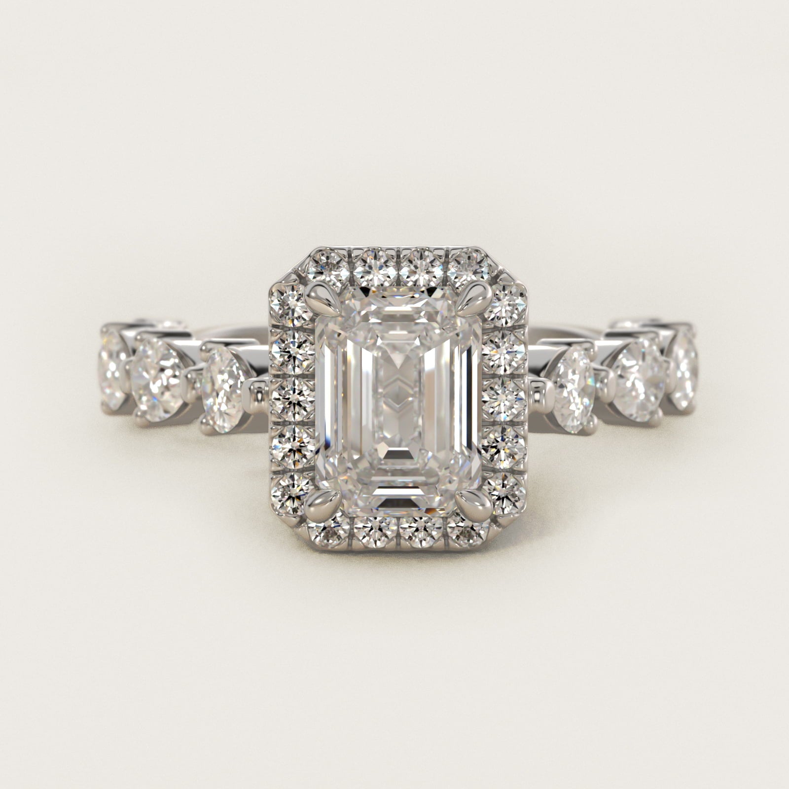 Fancy Pear Halo Engagement Ring in 14k White Gold - Emerald Center