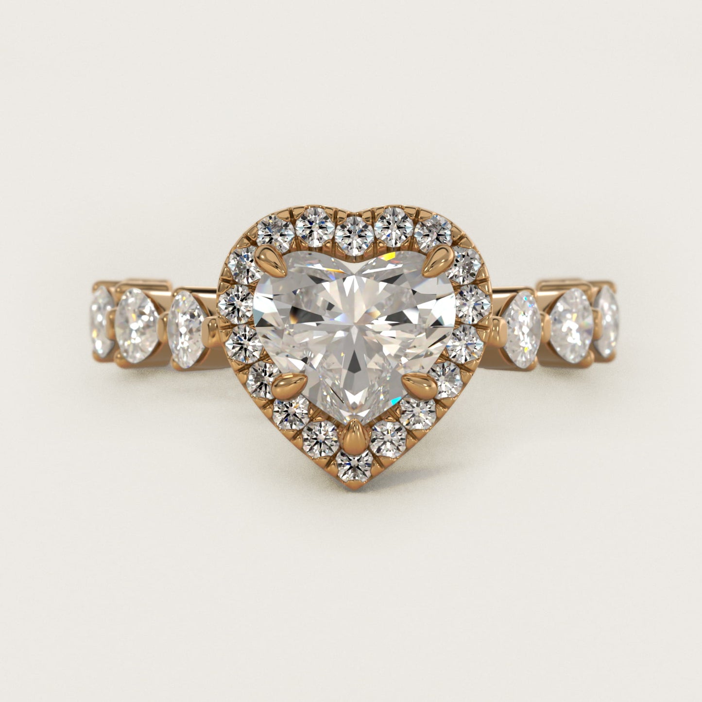 Fancy Pear Halo Engagement Ring in 14k Yellow Gold - Heart Center