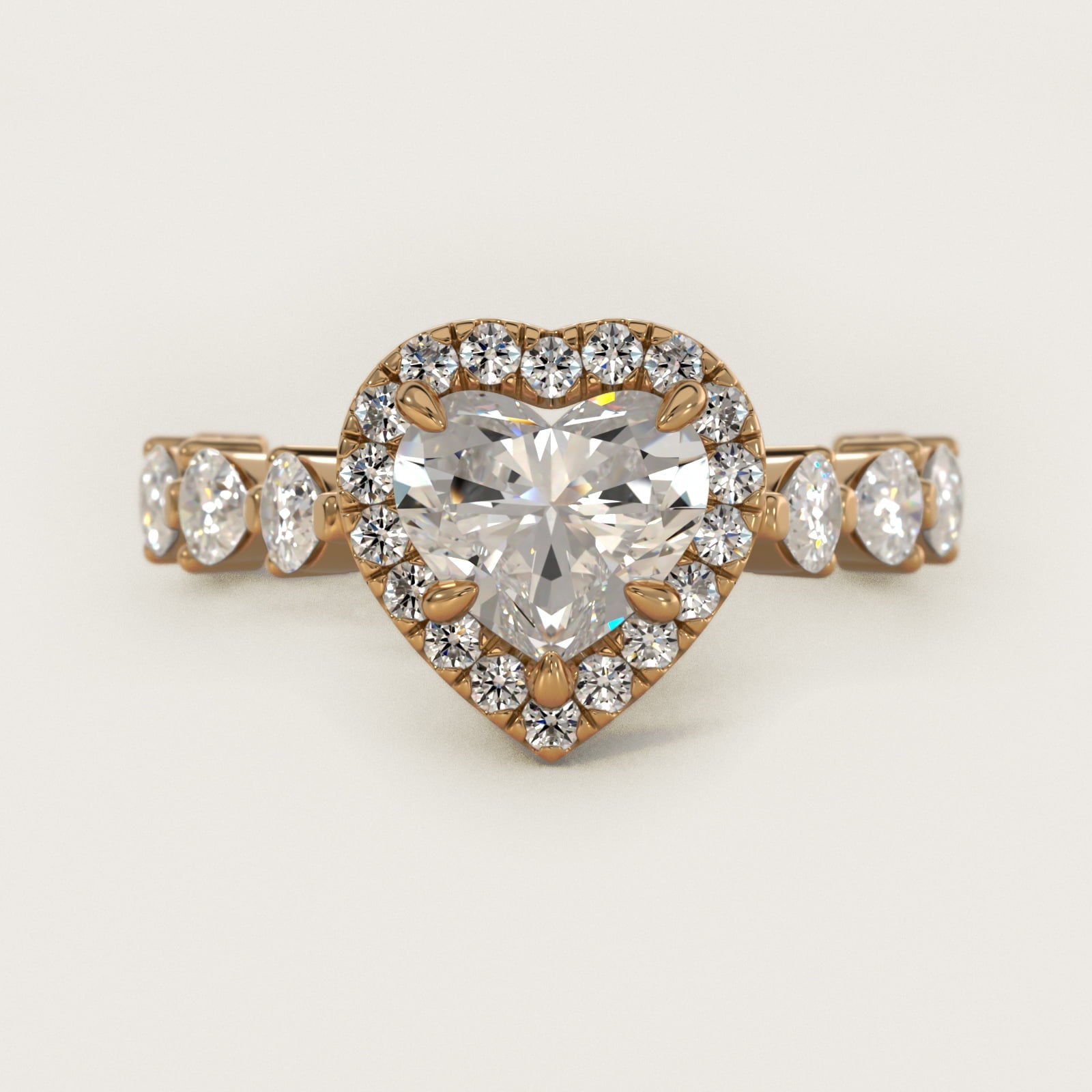 Fancy Pear Halo Engagement Ring in 18k Yellow Gold - Heart Center