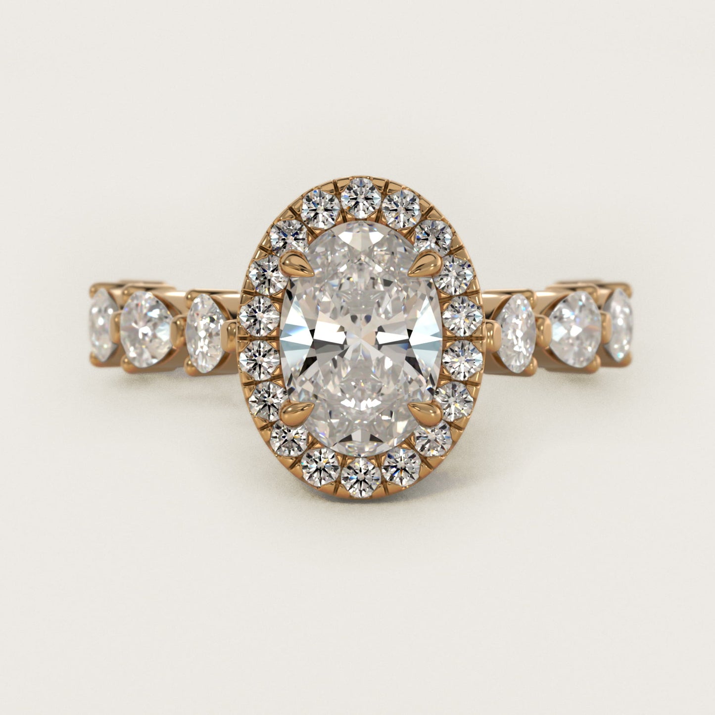 Fancy Pear Halo Engagement Ring in 14k Yellow Gold - Oval Center