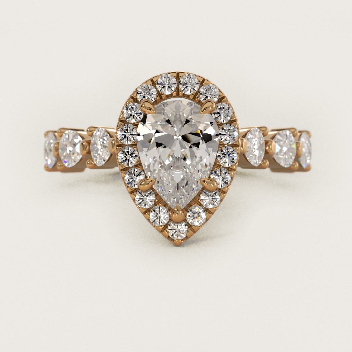 Fancy Pear Halo Engagement Ring in 14k Yellow Gold - Pear Center