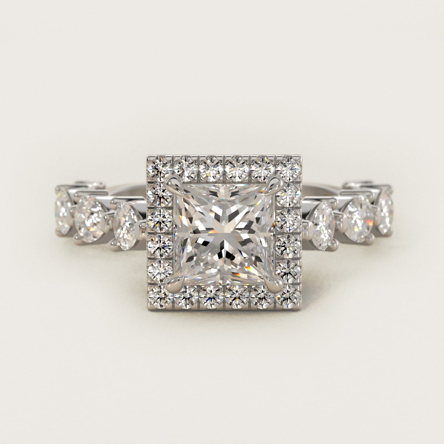 Fancy Pear Halo Engagement Ring in 14k White Gold - Princess Center