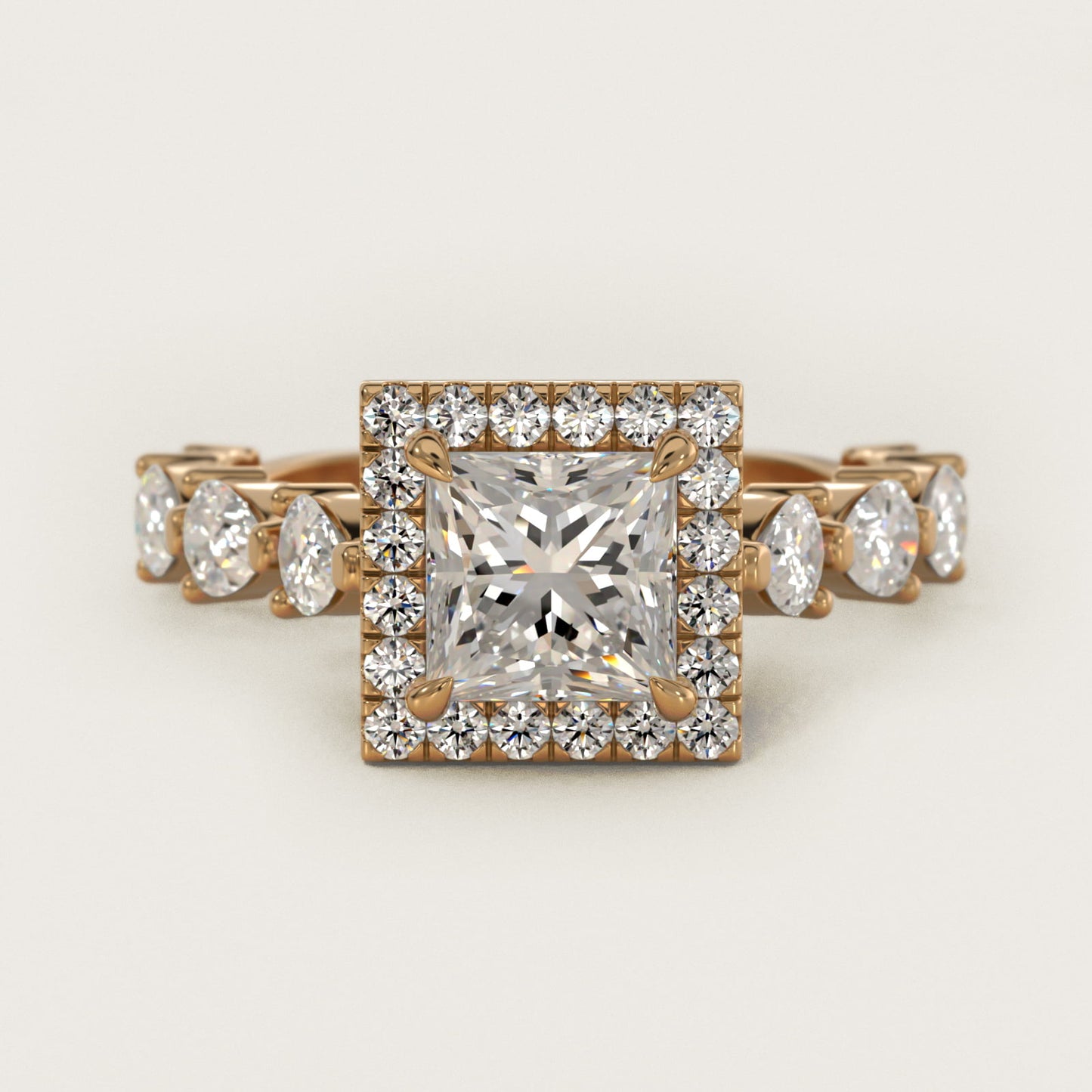 Fancy Pear Halo Engagement Ring in 14k Yellow Gold - Princess Center