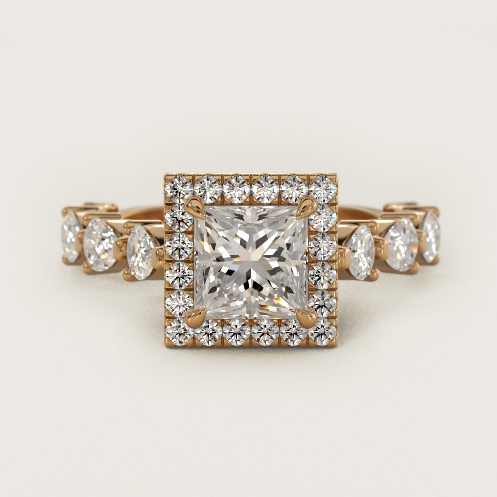 Fancy Pear Halo Engagement Ring in 14k Yellow Gold - Princess Center