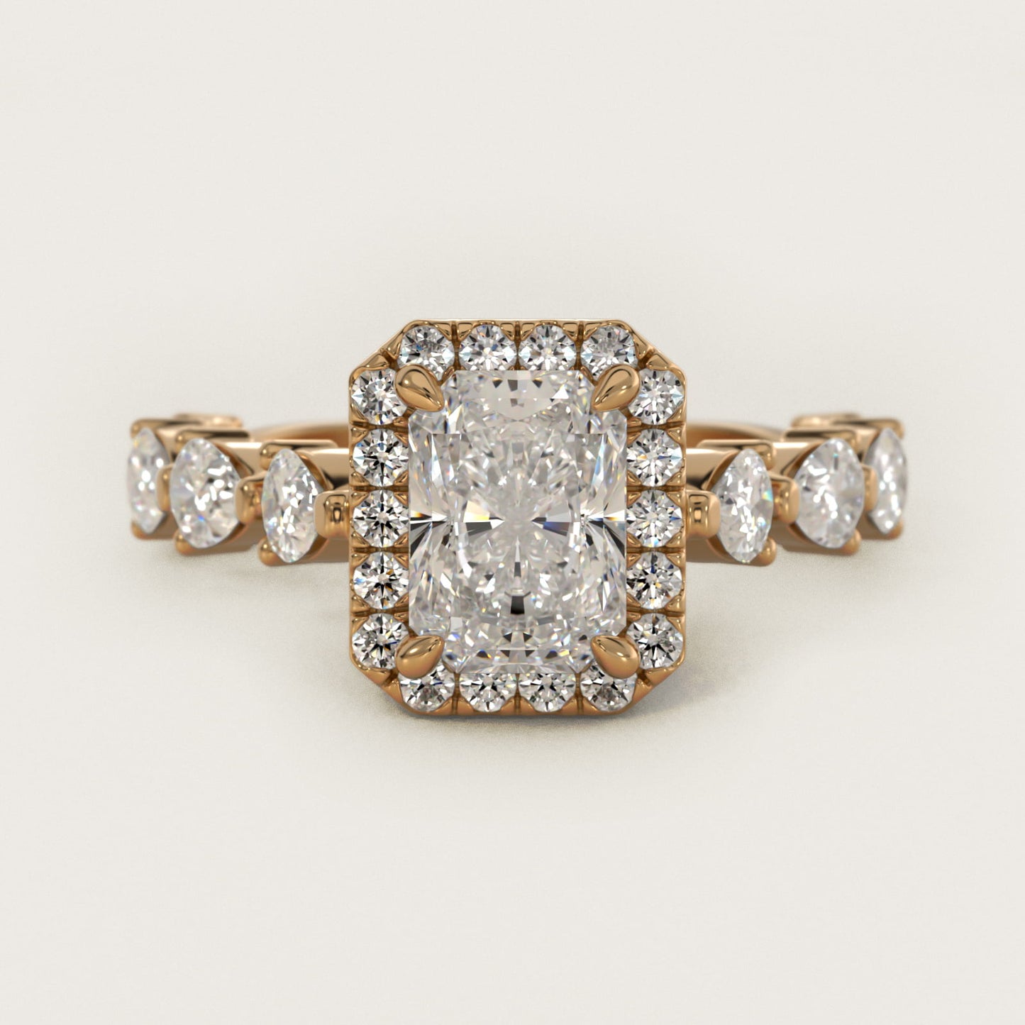 Fancy Pear Halo Engagement Ring in 14k Yellow Gold - Radiant Center