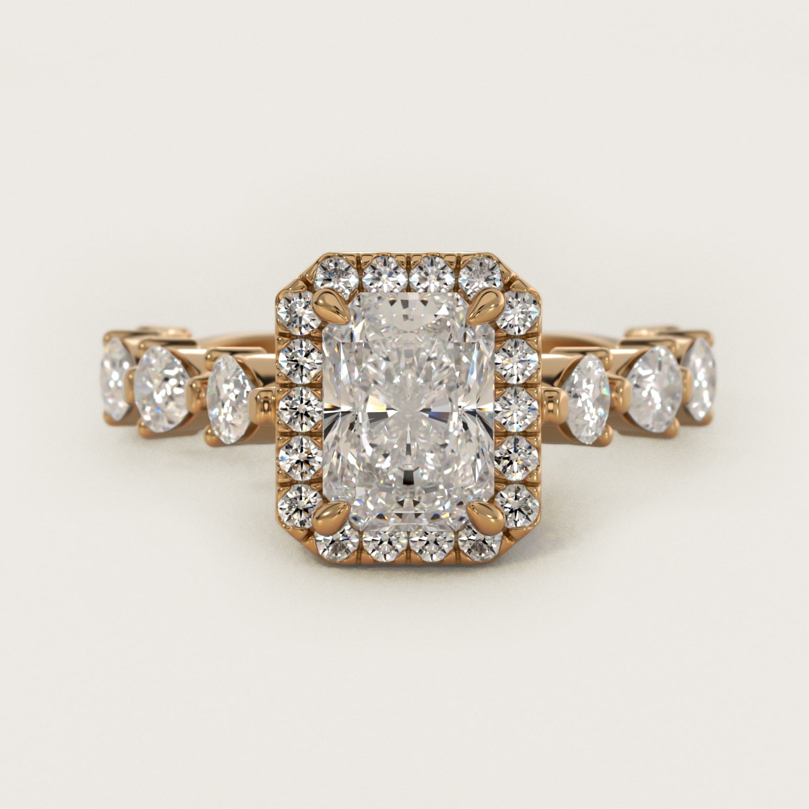 Fancy Pear Halo Engagement Ring in 14k Yellow Gold - Radiant Center