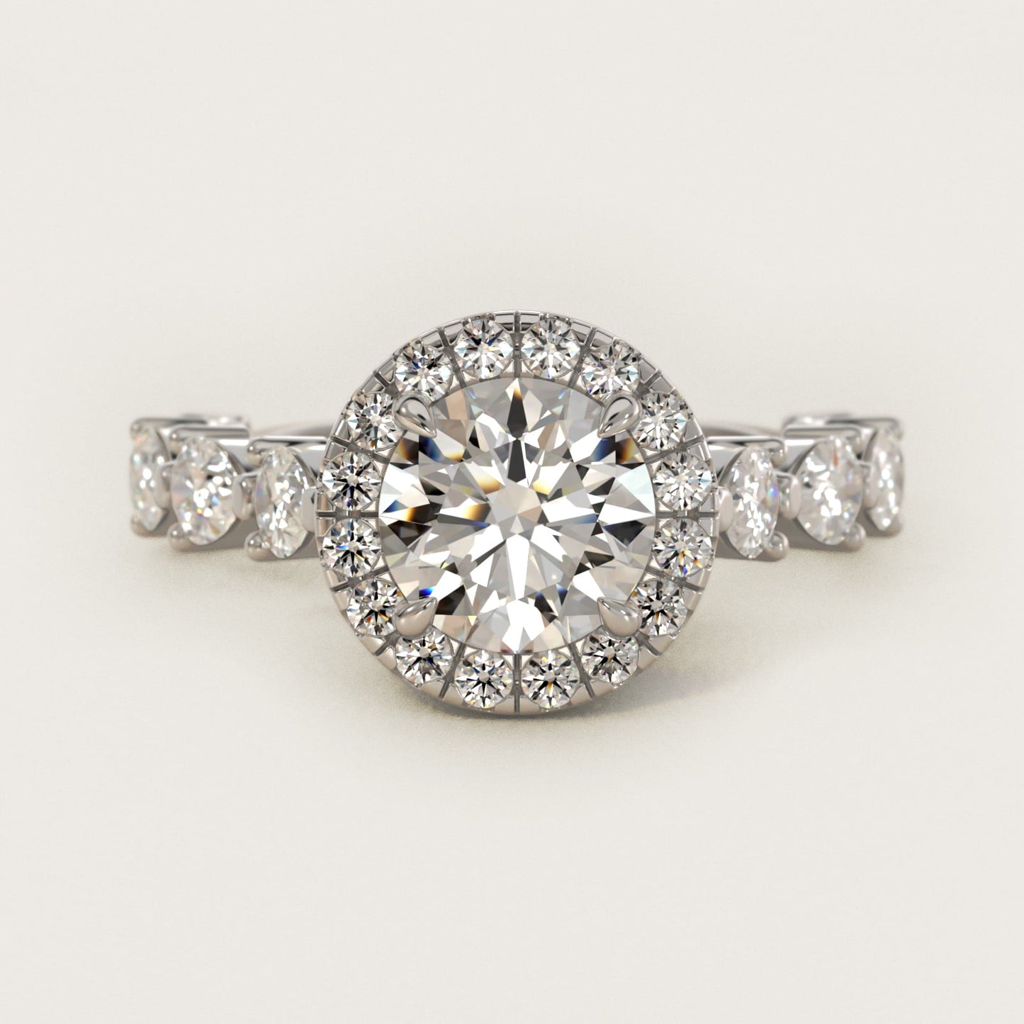 Fancy Pear Halo Engagement Ring in 14k White Gold - Round Center