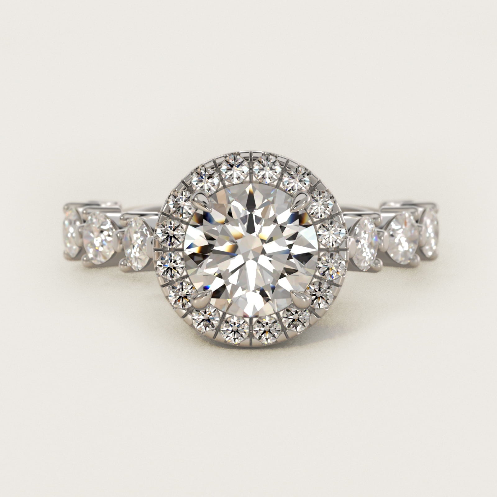Fancy Pear Halo Engagement Ring in 14k White Gold - Round Center
