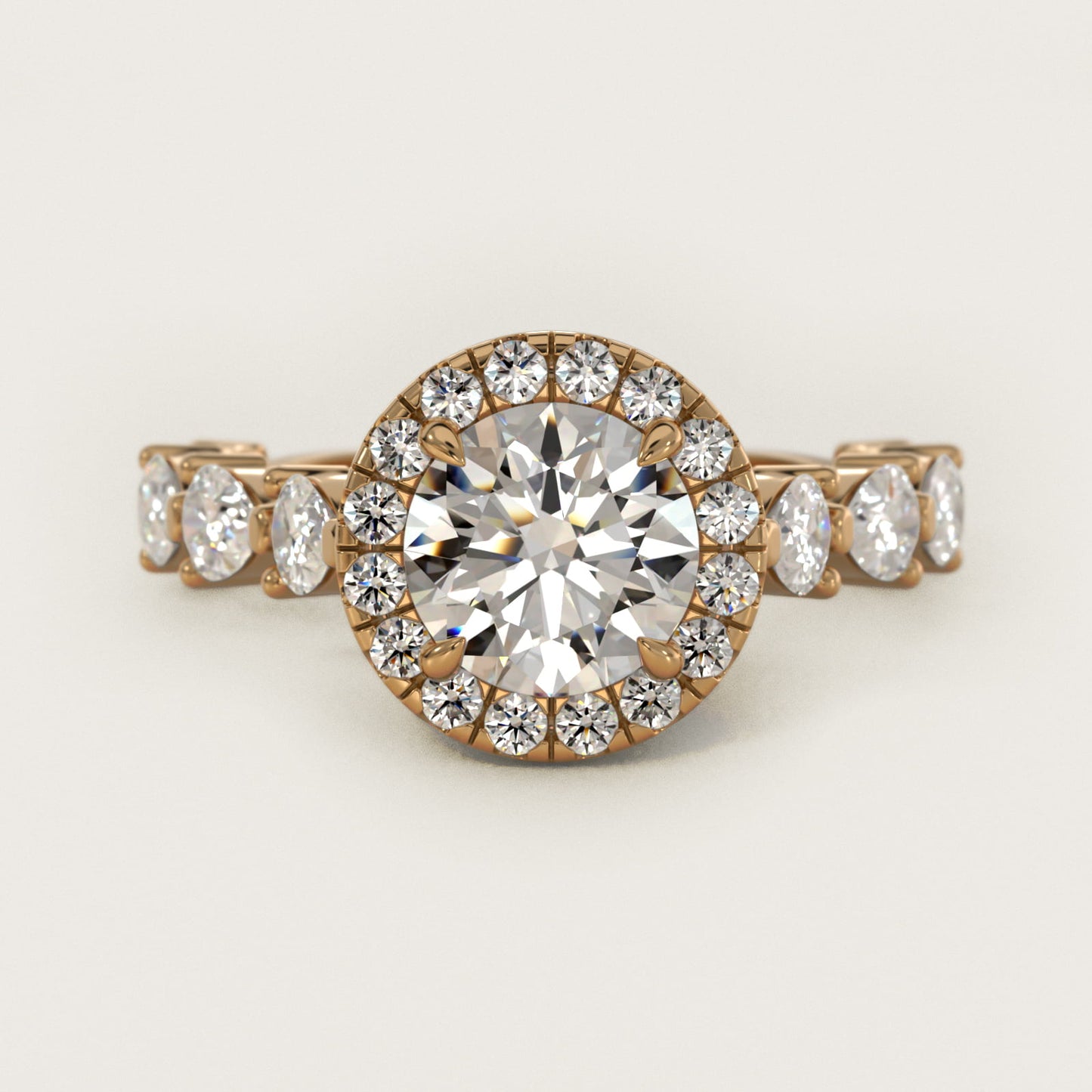 Fancy Pear Halo Engagement Ring in 14k Yellow Gold - Round Center