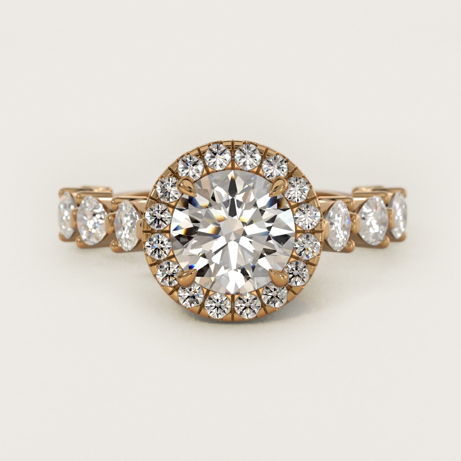 Fancy Pear Halo Engagement Ring in 14k Yellow Gold - Round Center