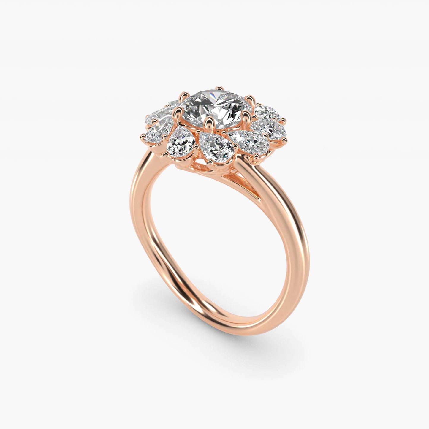 Fancy Pear Shape Whirling Diamond Halo Engagement Ring In 14K Rose Gold By James Allen - Round Center