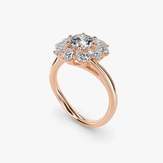 Fancy Pear Shape Whirling Diamond Halo Engagement Ring In 14K Rose Gold By James Allen - Round Center