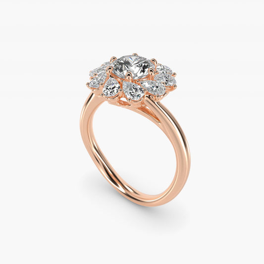 Fancy Pear Shape Whirling Diamond Halo Engagement Ring In 18k Rose Gold By James Allen - Round Center