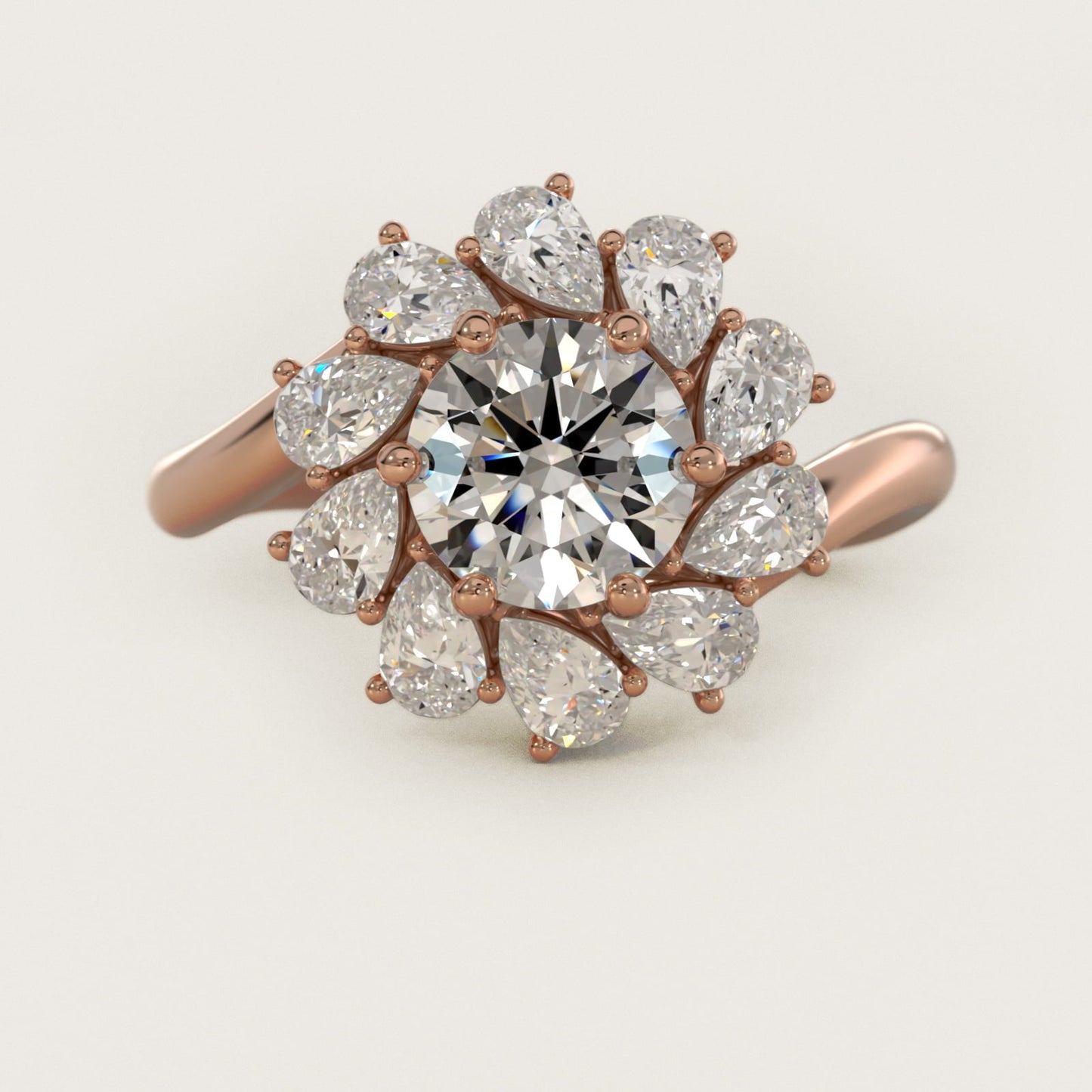 Fancy Pear Shape Whirling Diamond Halo Engagement Ring In 18k Rose Gold By James Allen - Round Center