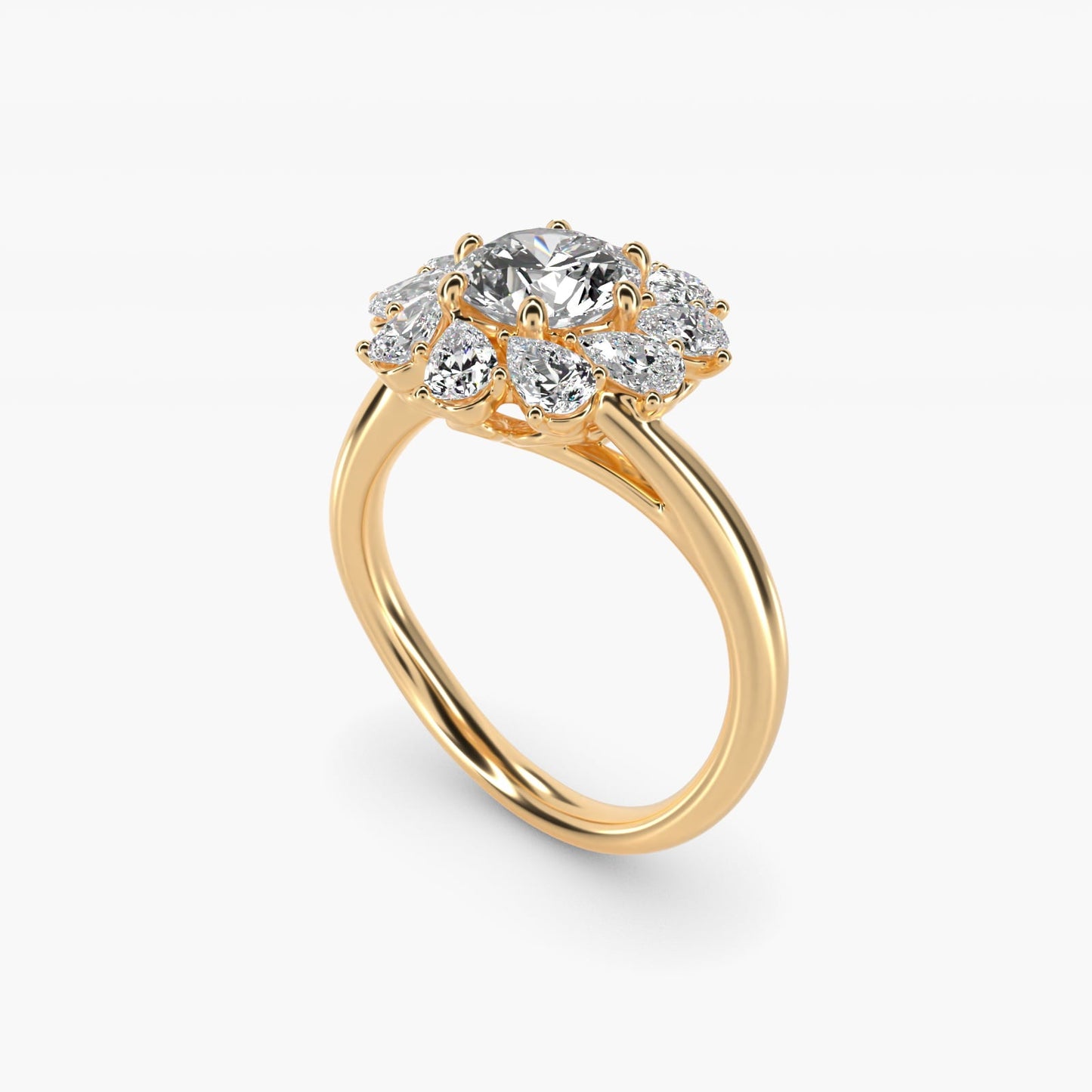 Fancy Pear Shape Whirling Diamond Halo Engagement Ring In 18k Yellow Gold By James Allen - Round Center