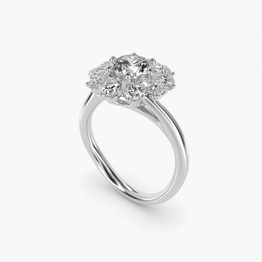 Fancy Pear Shape Whirling Diamond Halo Engagement Ring In Platinum By James Allen - Round Center