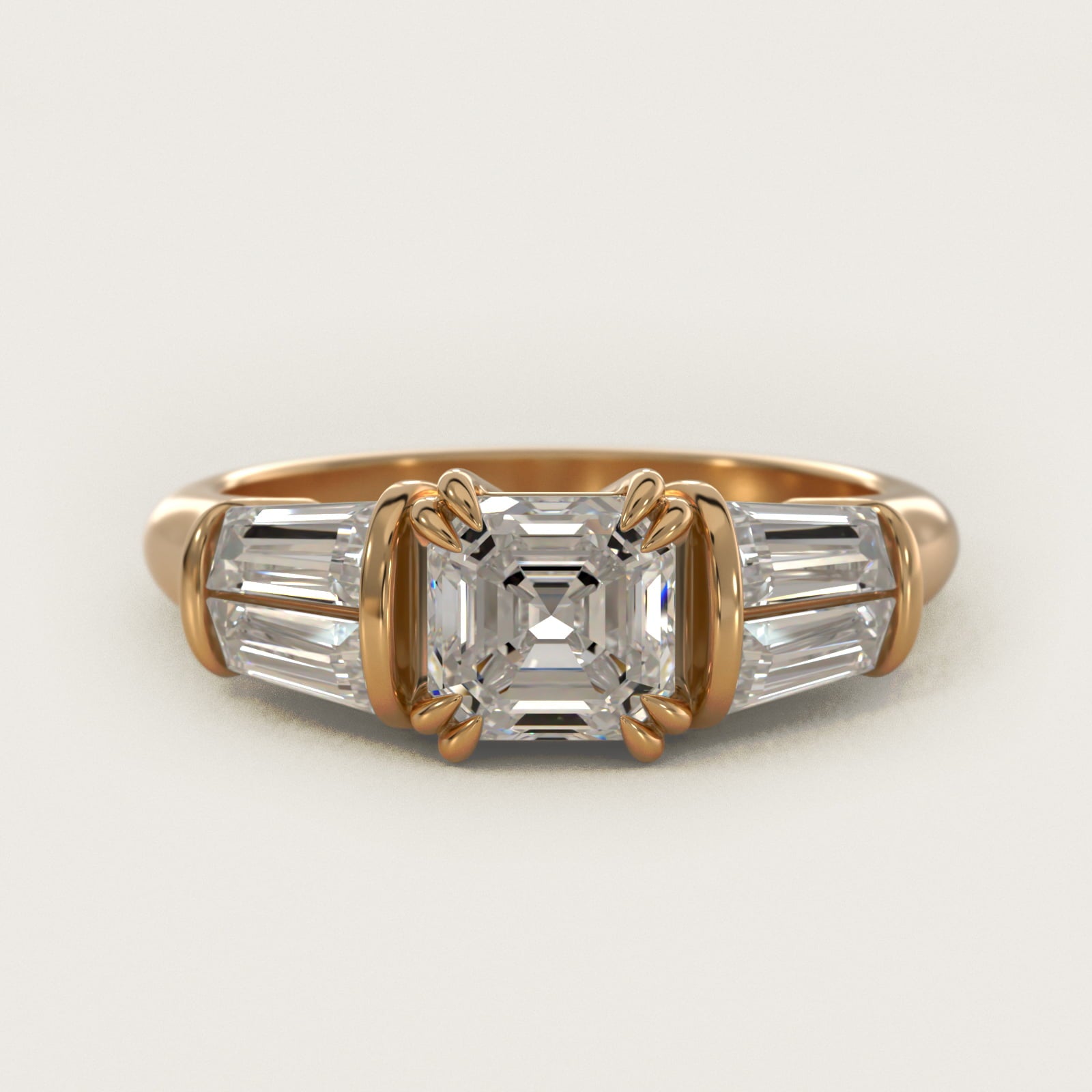 Five-Stone Tapered Baguette Diamond Engagement Ring in 14K Yellow Gold (3/4 ct. tw.) - Asscher Center