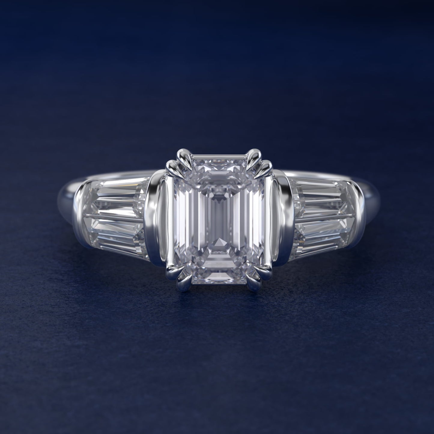 Five-Stone Tapered Baguette Diamond Engagement Ring in 14k White Gold (3/4 ct. tw.) - Emerald Center