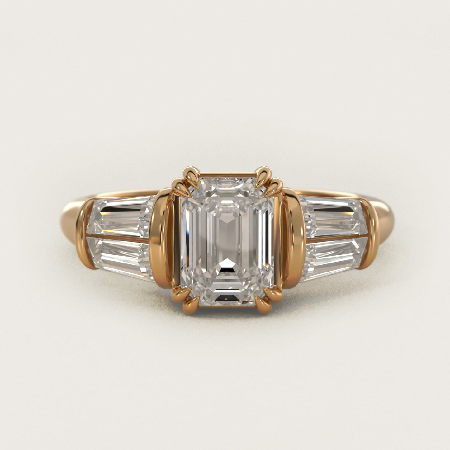 Five-Stone Tapered Baguette Diamond Engagement Ring in 18k Yellow Gold (3/4 ct. tw.) - Emerald Center