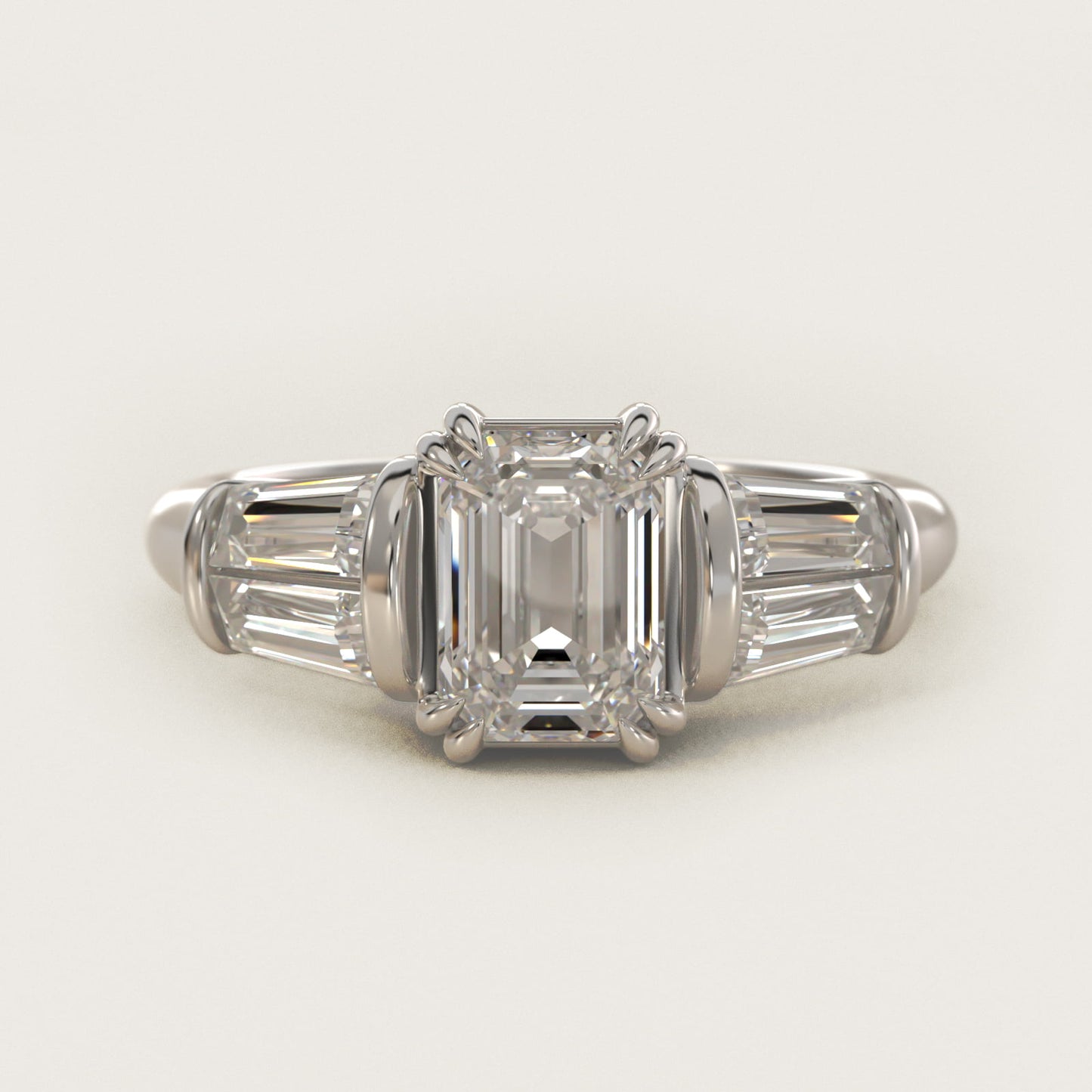 Five-Stone Tapered Baguette Diamond Engagement Ring in Platinum (3/4 ct. tw.) - Emerald Center