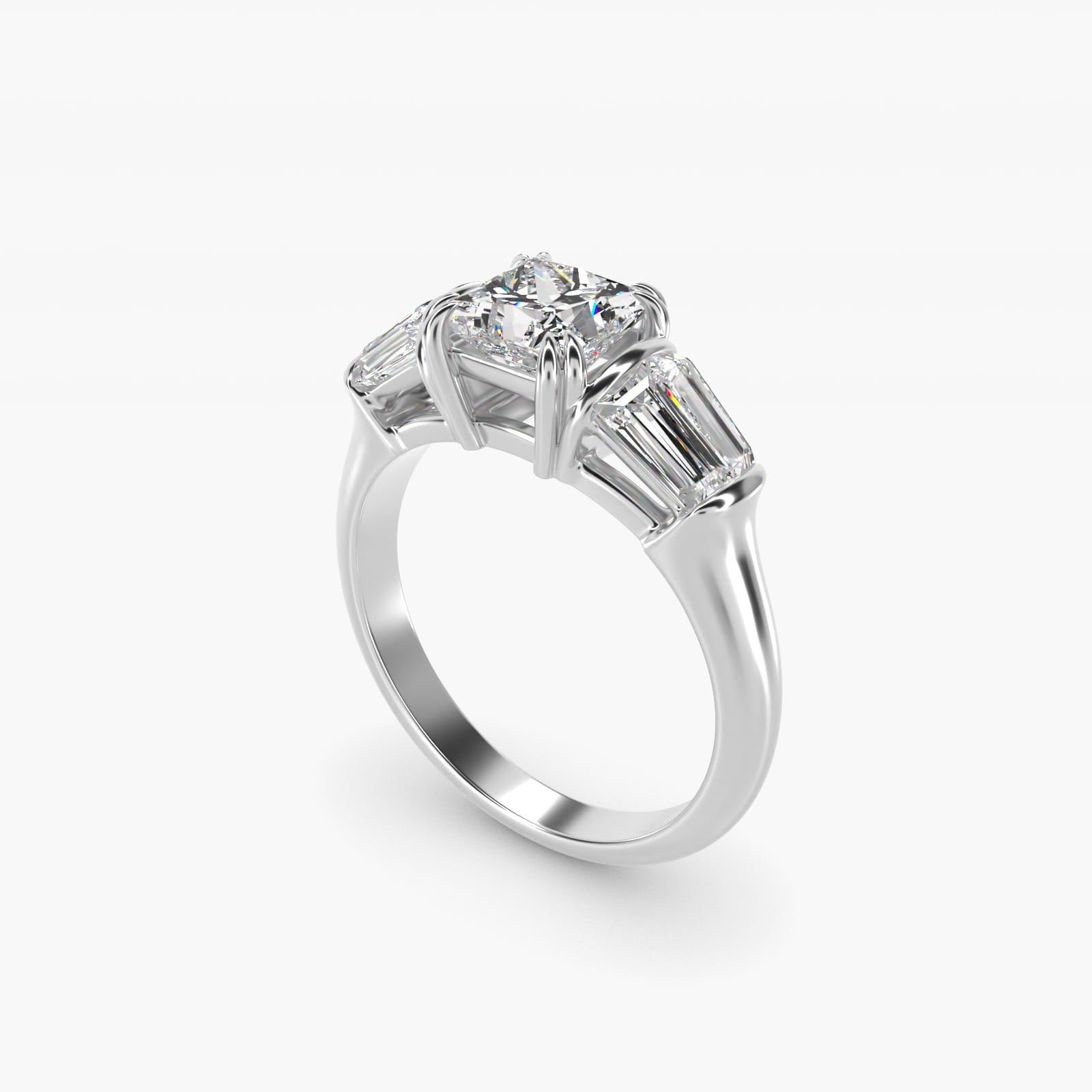 Five-Stone Tapered Baguette Diamond Engagement Ring in Platinum (3/4 ct. tw.) - Princess Center