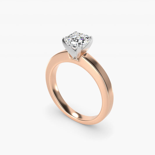 Flat Edge Solitaire Engagement Ring In 14K Rose Gold By James Allen - Asscher Center