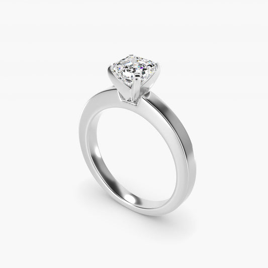 Flat Edge Solitaire Engagement Ring In 14K White Gold By James Allen - Asscher Center