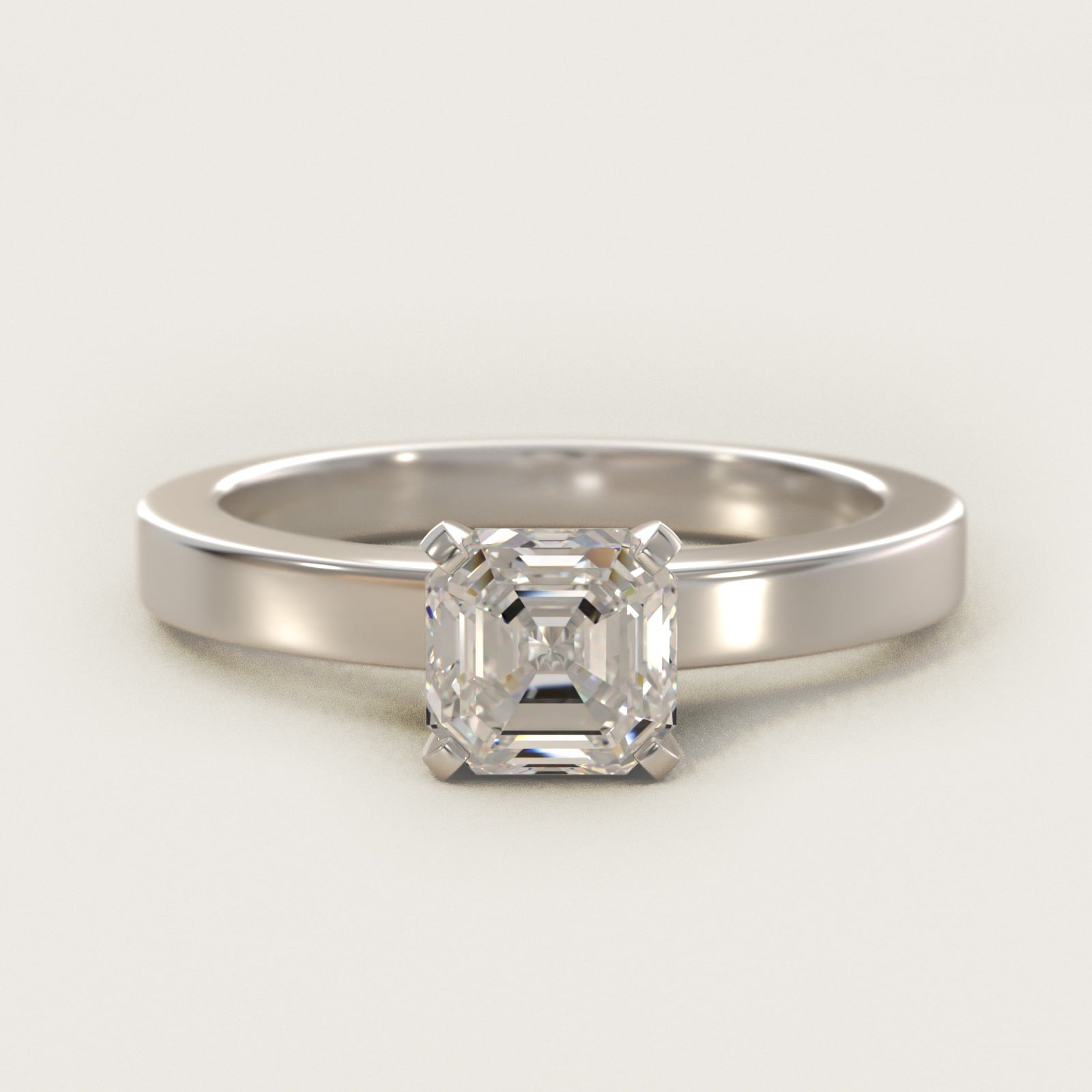 Flat Edge Solitaire Engagement Ring In 14K White Gold By James Allen - Asscher Center