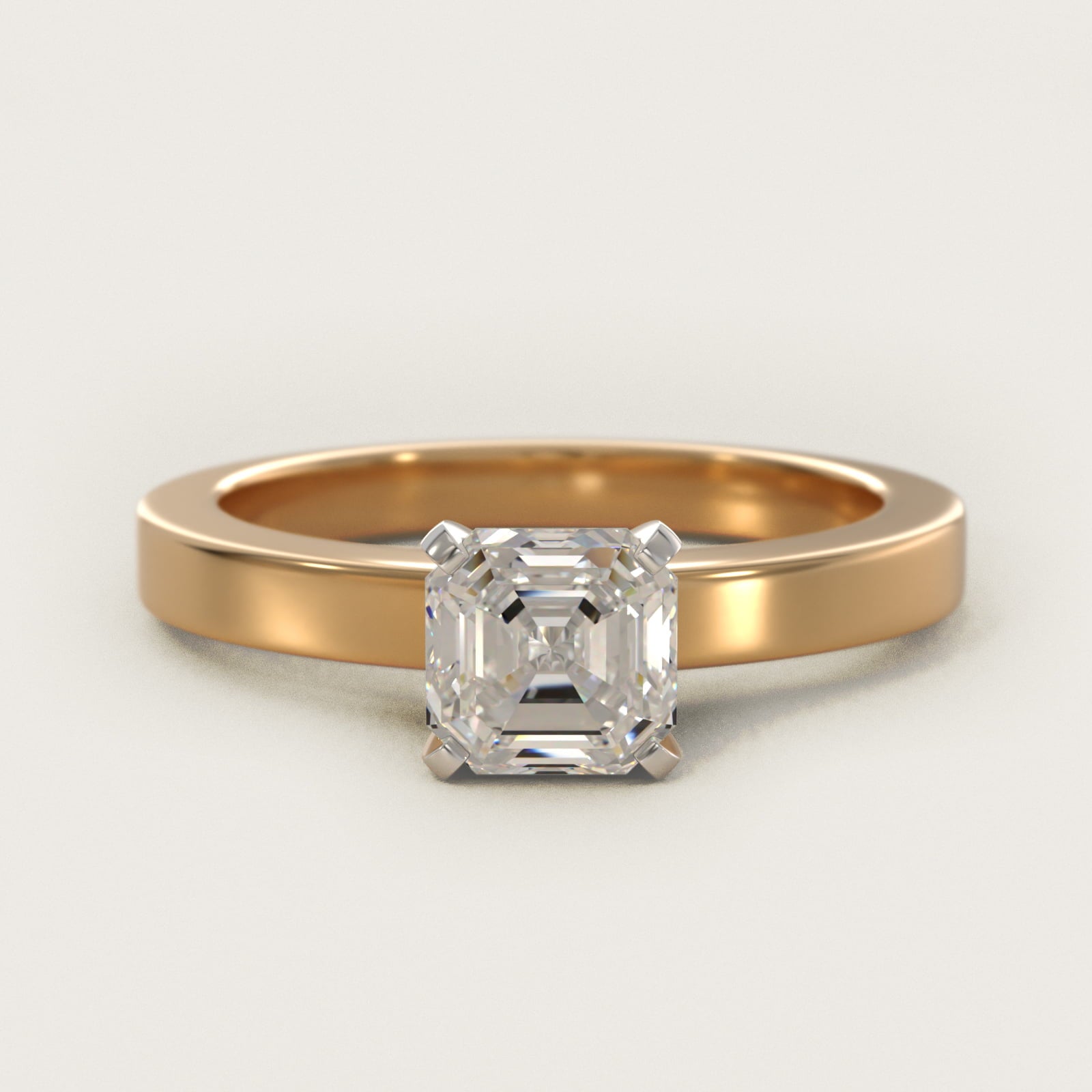 Flat Edge Solitaire Engagement Ring In 14K Yellow Gold By James Allen - Asscher Center