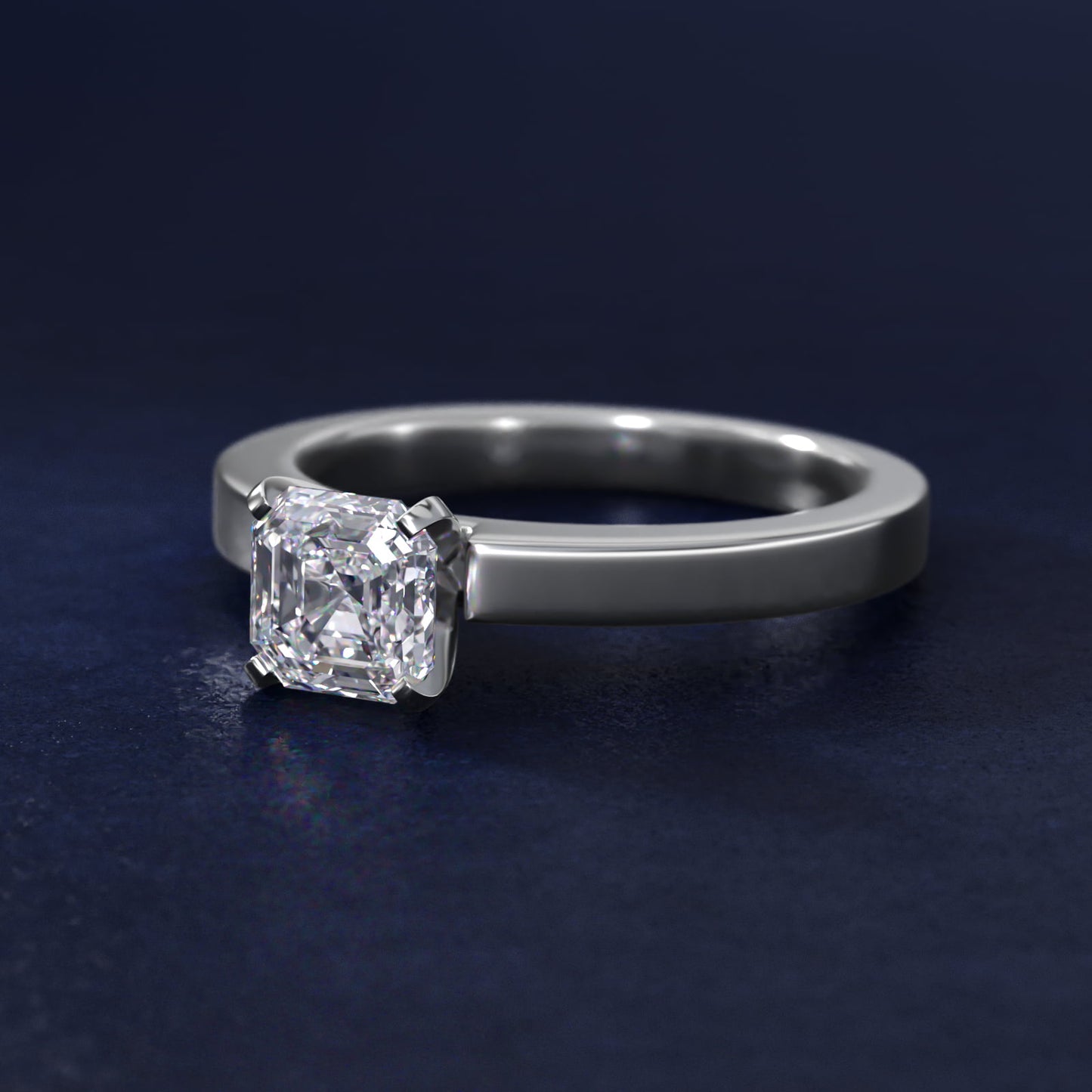 Flat Edge Solitaire Engagement Ring In Platinum By James Allen - Asscher Center