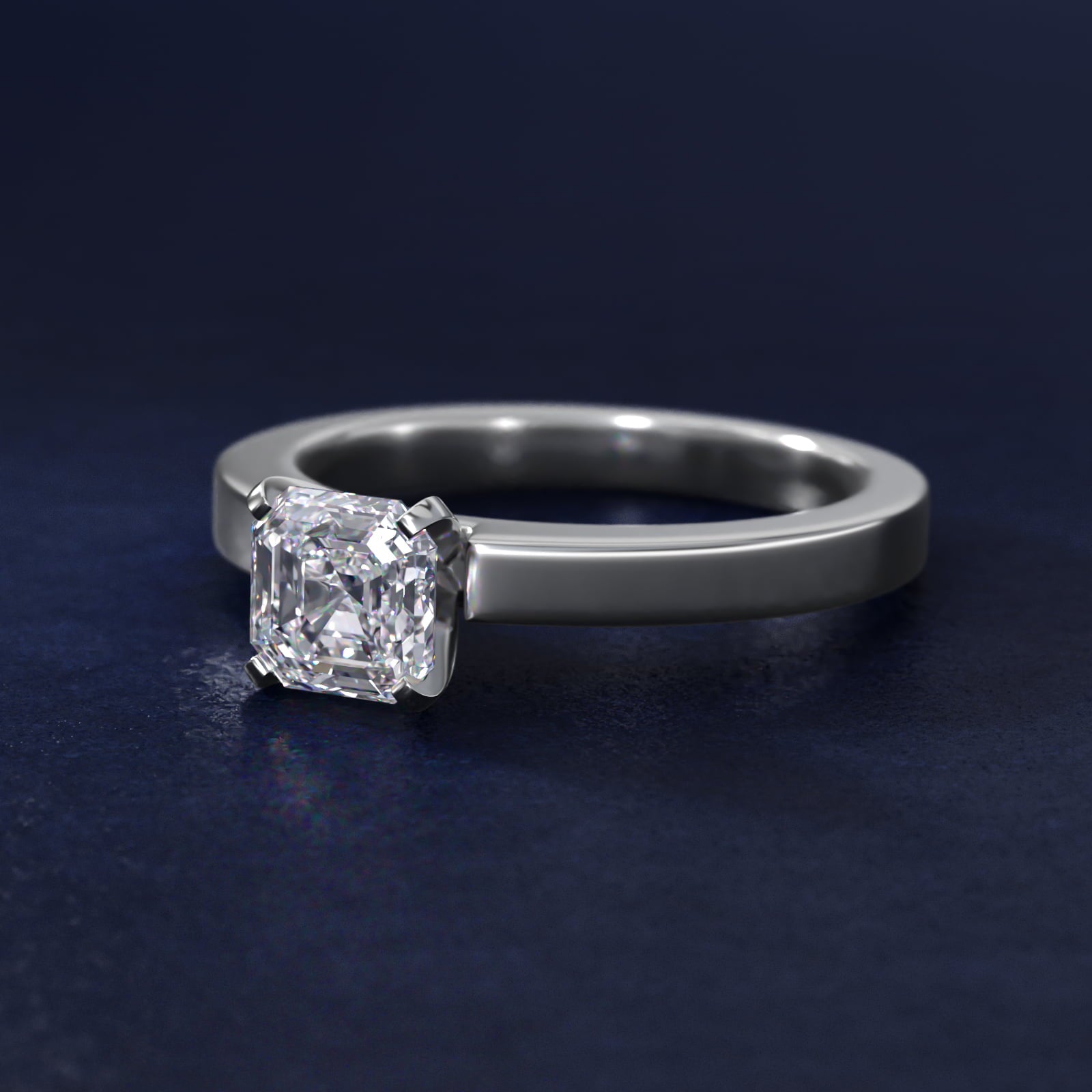 Flat Edge Solitaire Engagement Ring In Platinum By James Allen - Asscher Center