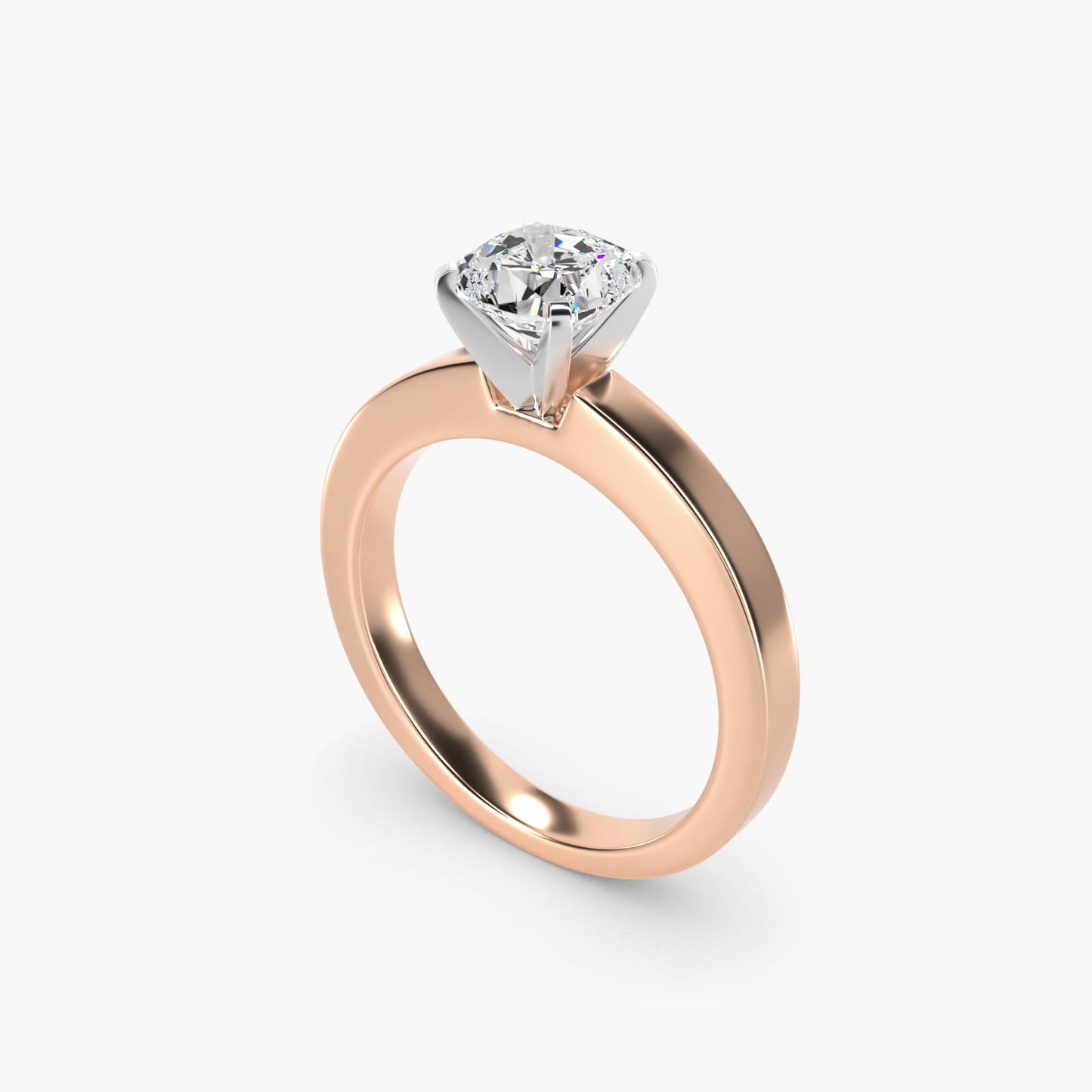 Flat Edge Solitaire Engagement Ring In 14K Rose Gold By James Allen - Cushion Center